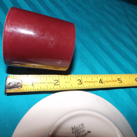 Vintage Mayer China Demitassi, Espresso, tea cup & saucer set 157, 457 maroon - Picture 4 of 5